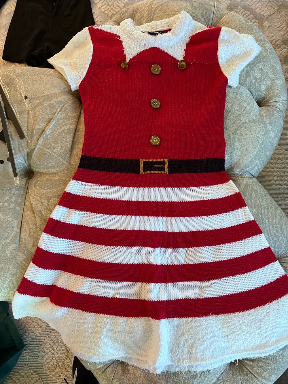 Red and White Striped Holiday Dress and stockings